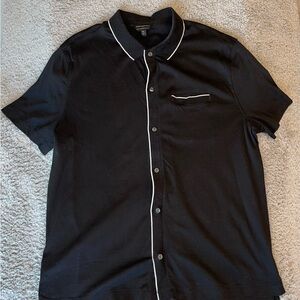 Banana Republic Black Short Sleeve Shirt with White Trim
